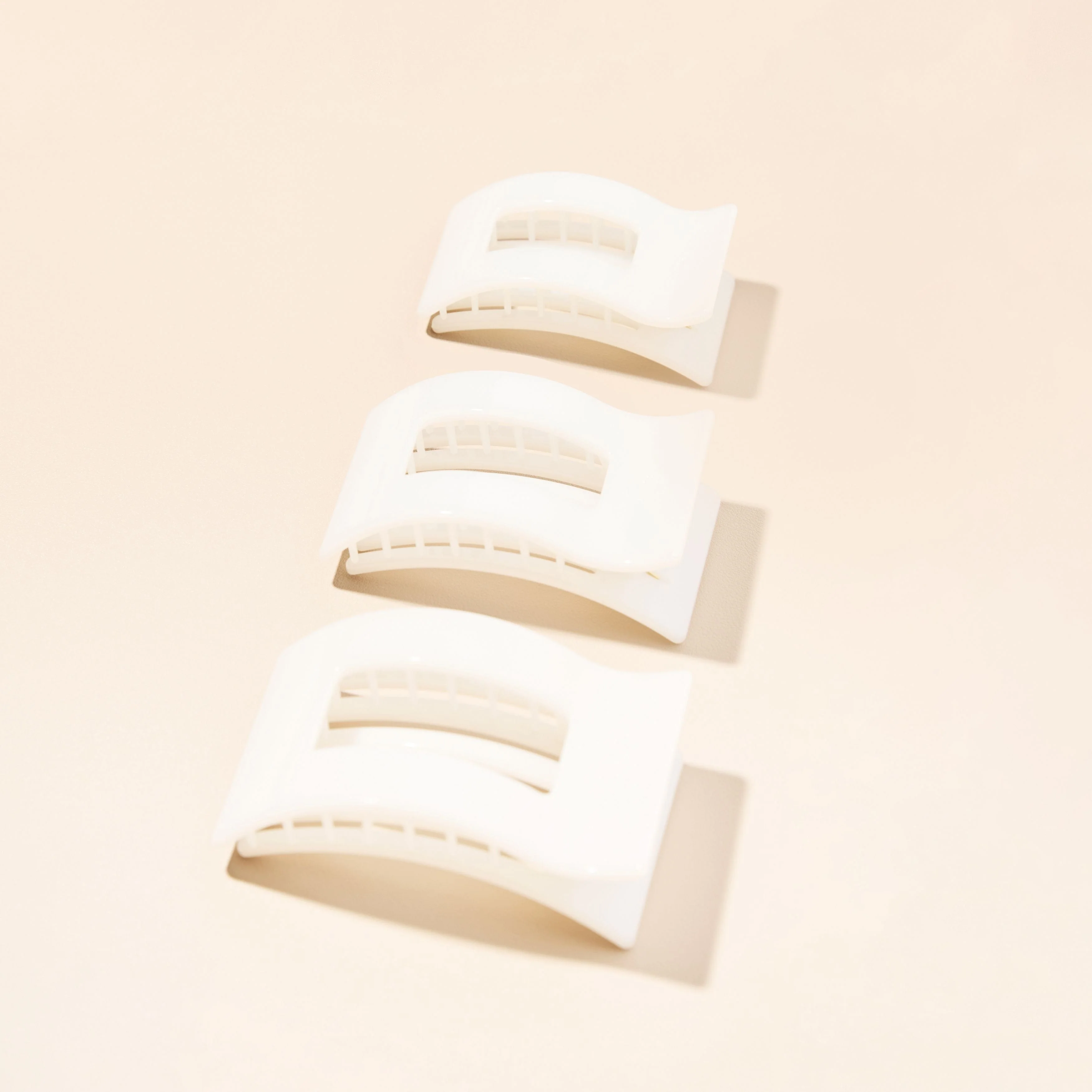 Coconut White Medium Flat Rectangle Hair Clip - Image 5