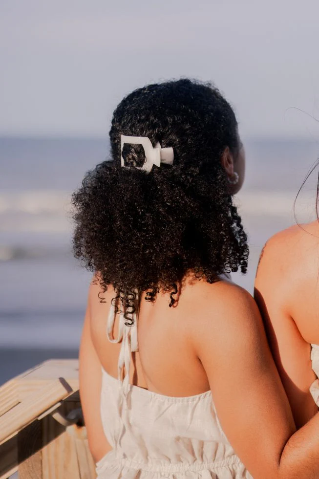 Coconut White Small Flat Square Hair Clip - Image 4