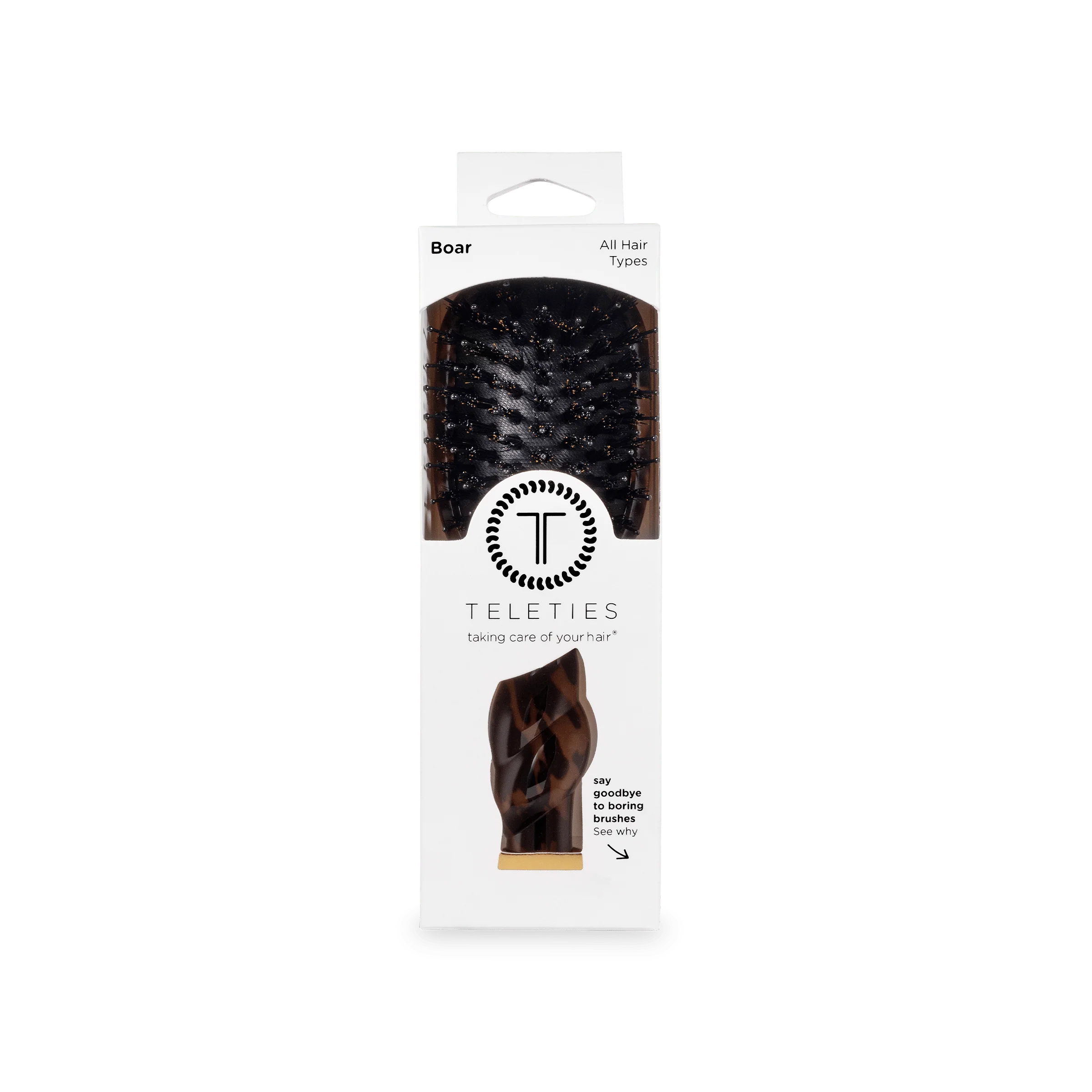 Mini Boar Bristle Hair Brush - Tortoise - Image 10