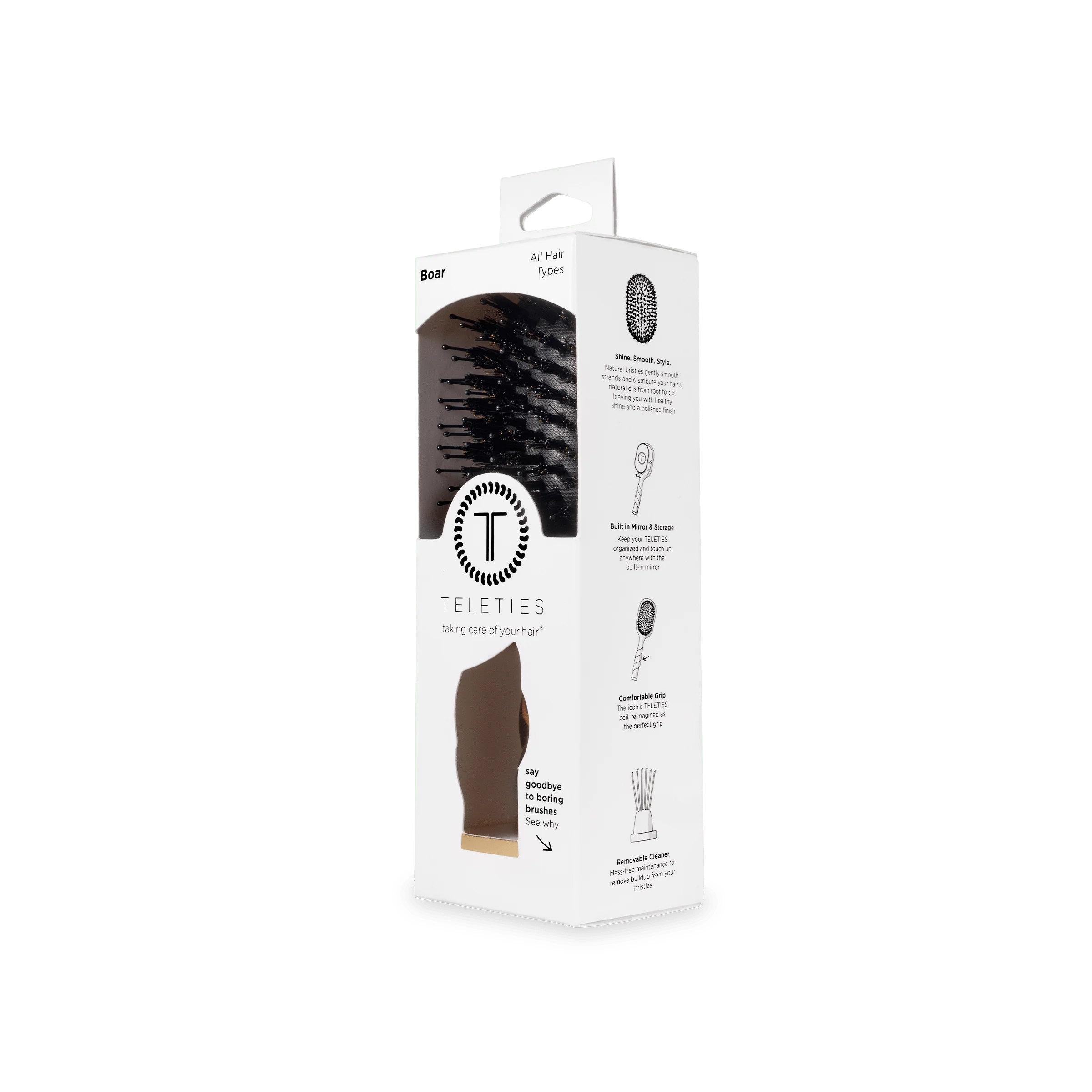 Mini Boar Bristle Hair Brush - Tortoise - Image 11