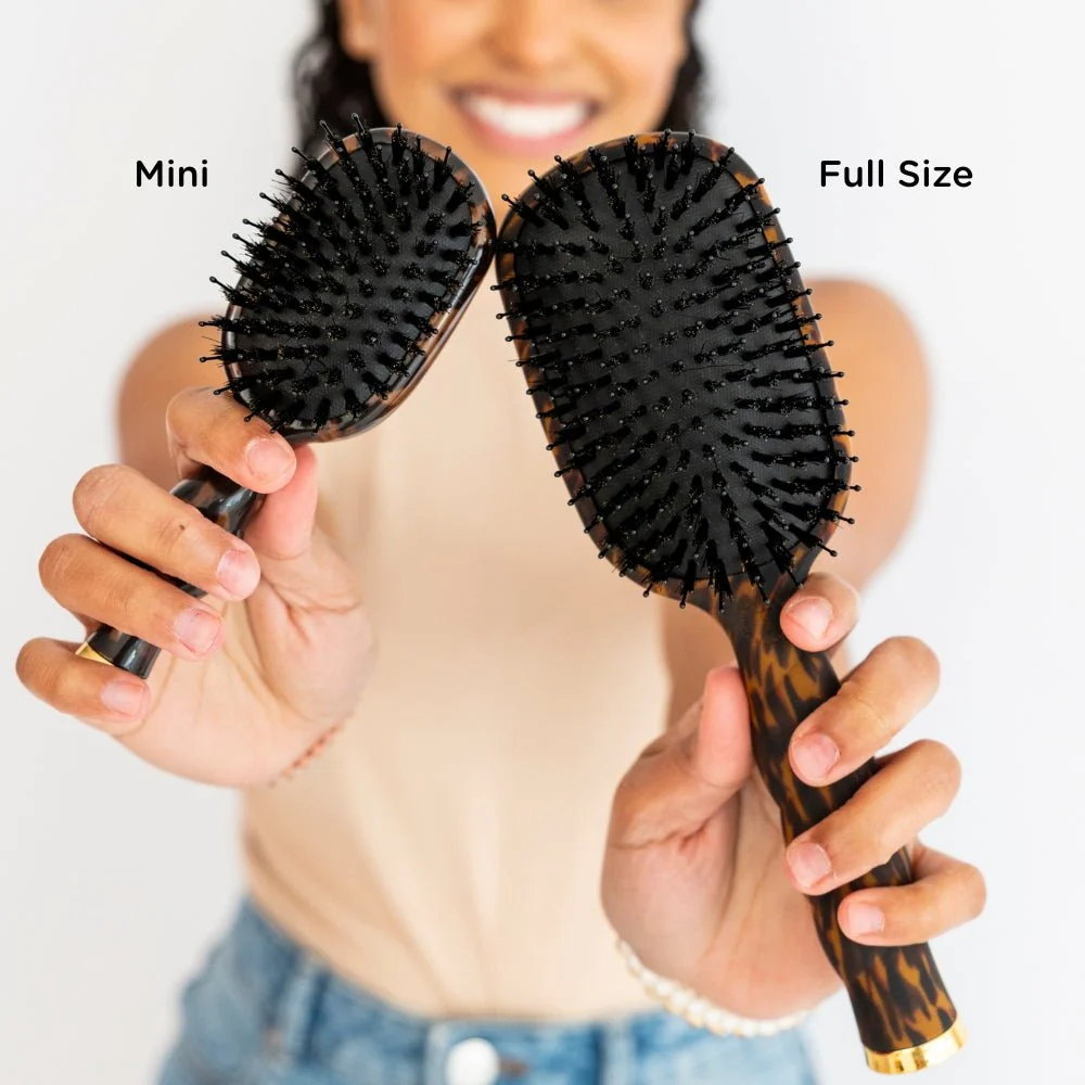 Mini Boar Bristle Hair Brush - Tortoise - Image 3
