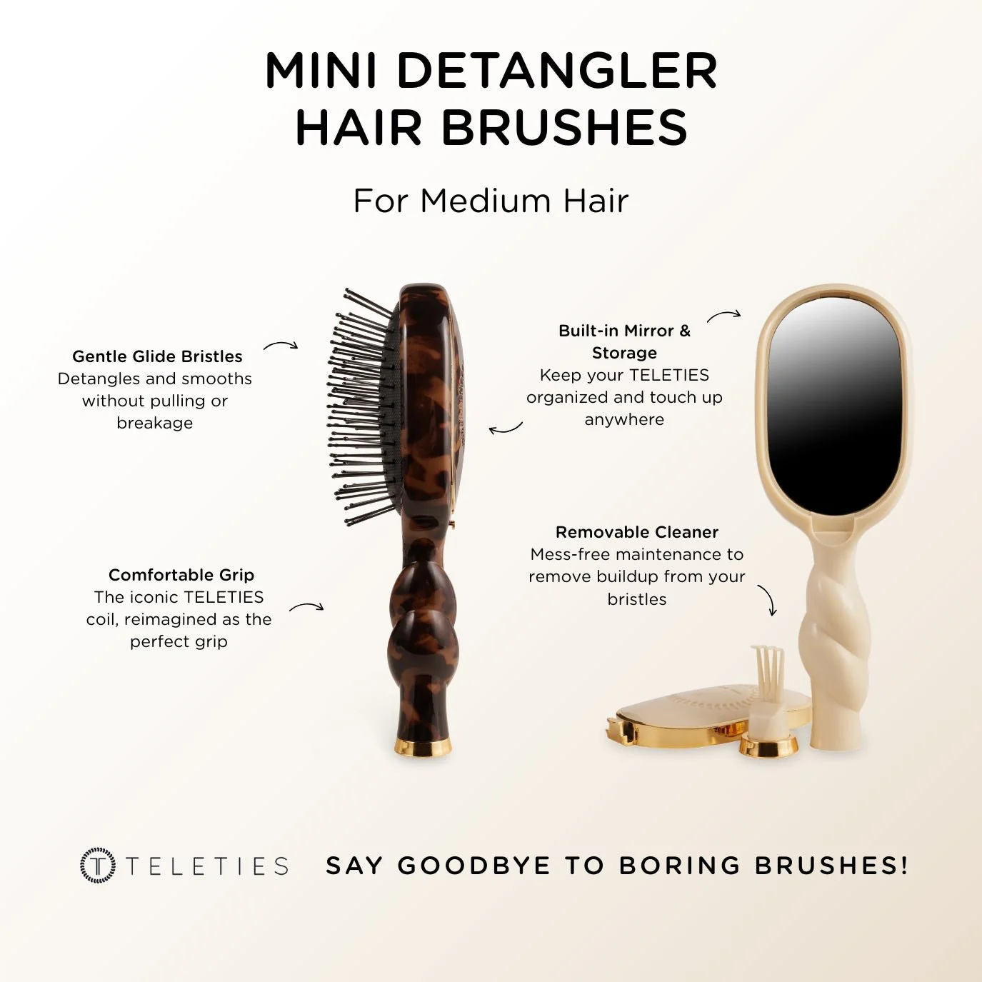 Mini Detangler Hair Brush for Medium Hair - Tan - Image 4