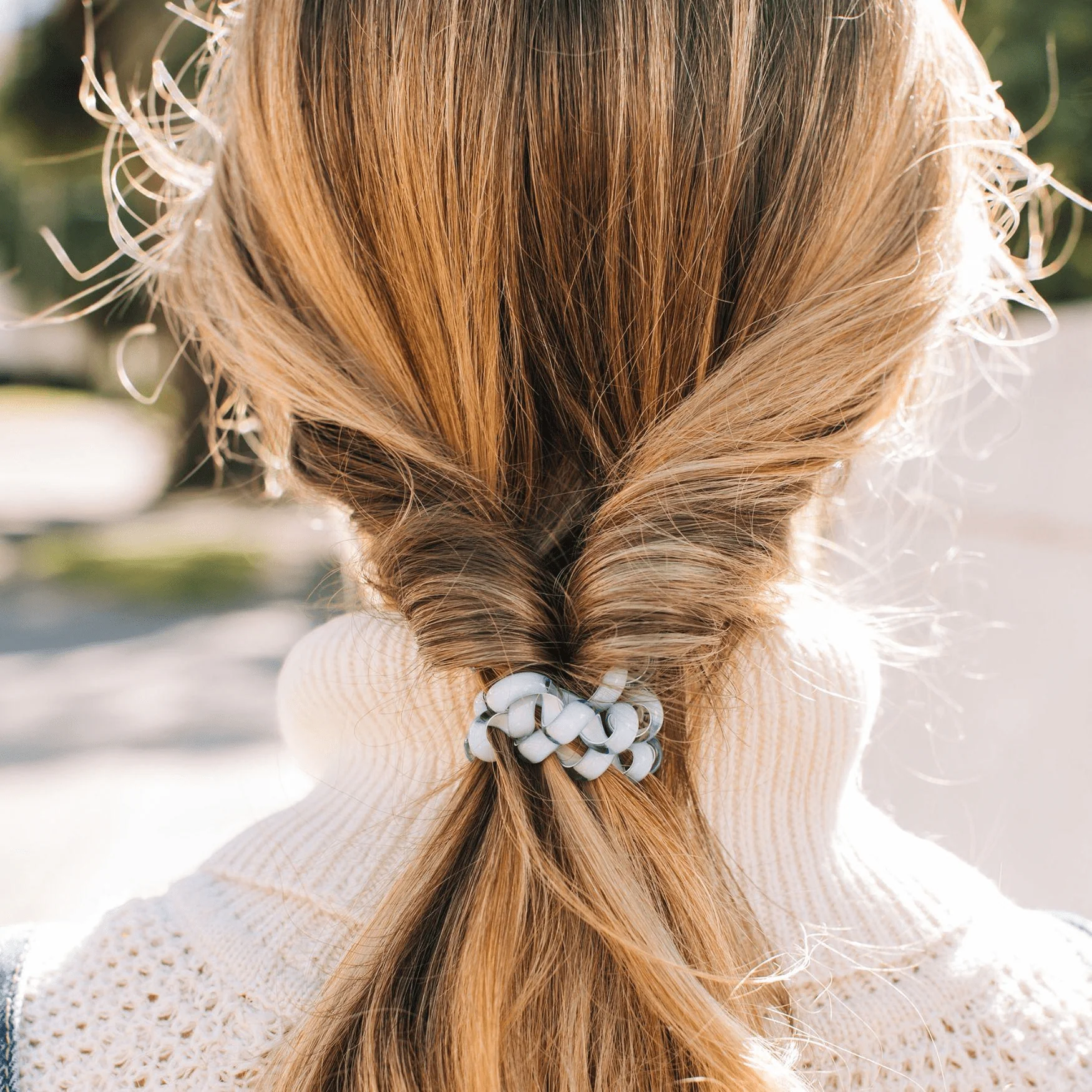 Washed Denim Large Hair Ties - Image 4