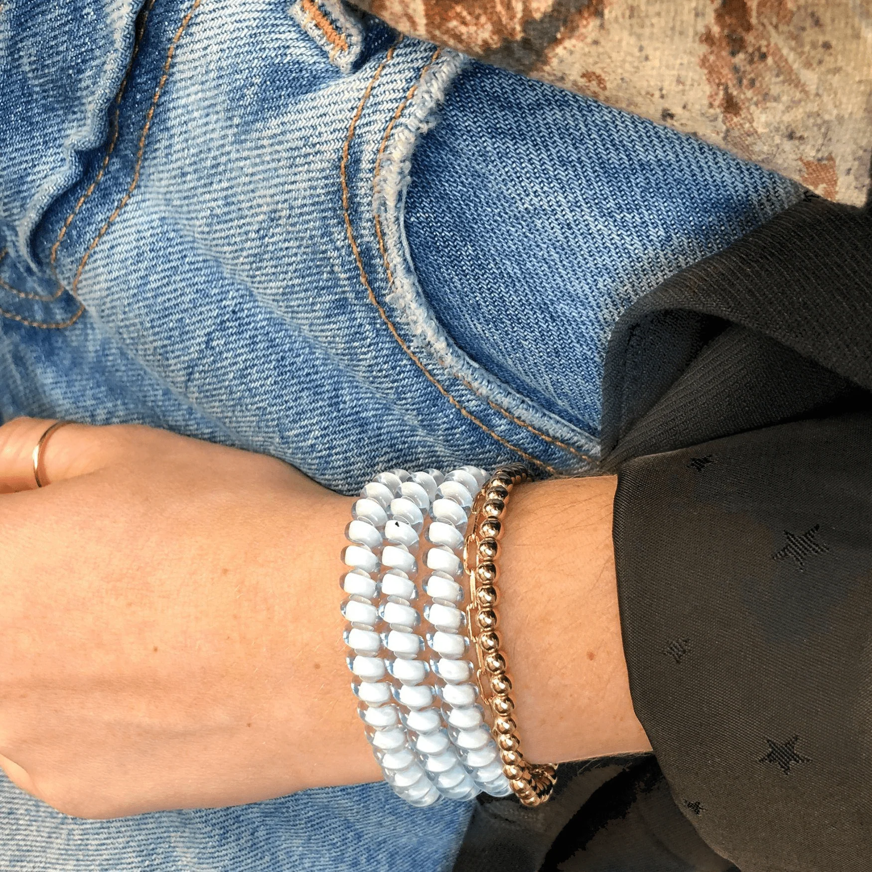 Washed Denim Small Hair Ties - Image 4